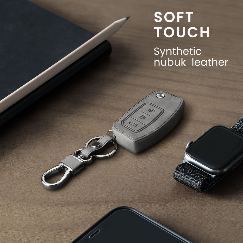 kwmobile Car Key Cover Compatible with Ford 3-Button Flip Key Car Key - Faux Leather Protective Case Key Shell Cover