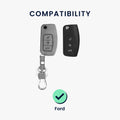 kwmobile Car Key Cover Compatible with Ford 3-Button Flip Key Car Key - Faux Leather Protective Case Key Shell Cover
