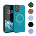 kwmobile Hülle kompatibel mit Apple iPhone 12 mini Hülle - magnetisches Silikon Case kompatibel mit MagSafe - Cover gummiert Hellblau matt Hellblau matt  