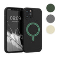 kwmobile Hülle kompatibel mit Apple iPhone 12 / iPhone 12 Pro Hülle - magnetisches Silikon Case kompatibel mit MagSafe - Cover gummiert Dunkelgrün Dunkelgrün  