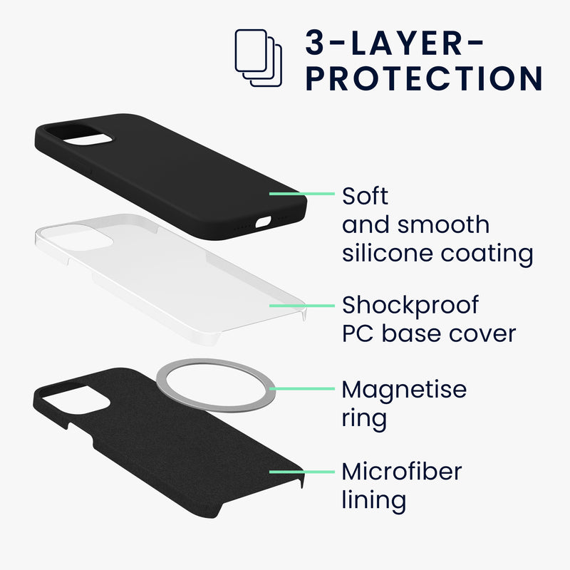 kwmobile Case Compatible with Apple iPhone 12 / iPhone 12 Pro Case Magnetic Silicone Case Compatible with MagSafe Cover Rubberized