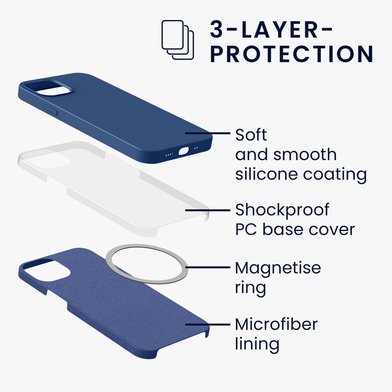 kwmobile Case Compatible with Apple iPhone 13 mini Magnetic Silicone Case Compatible with MagSafe Cover Rubberized