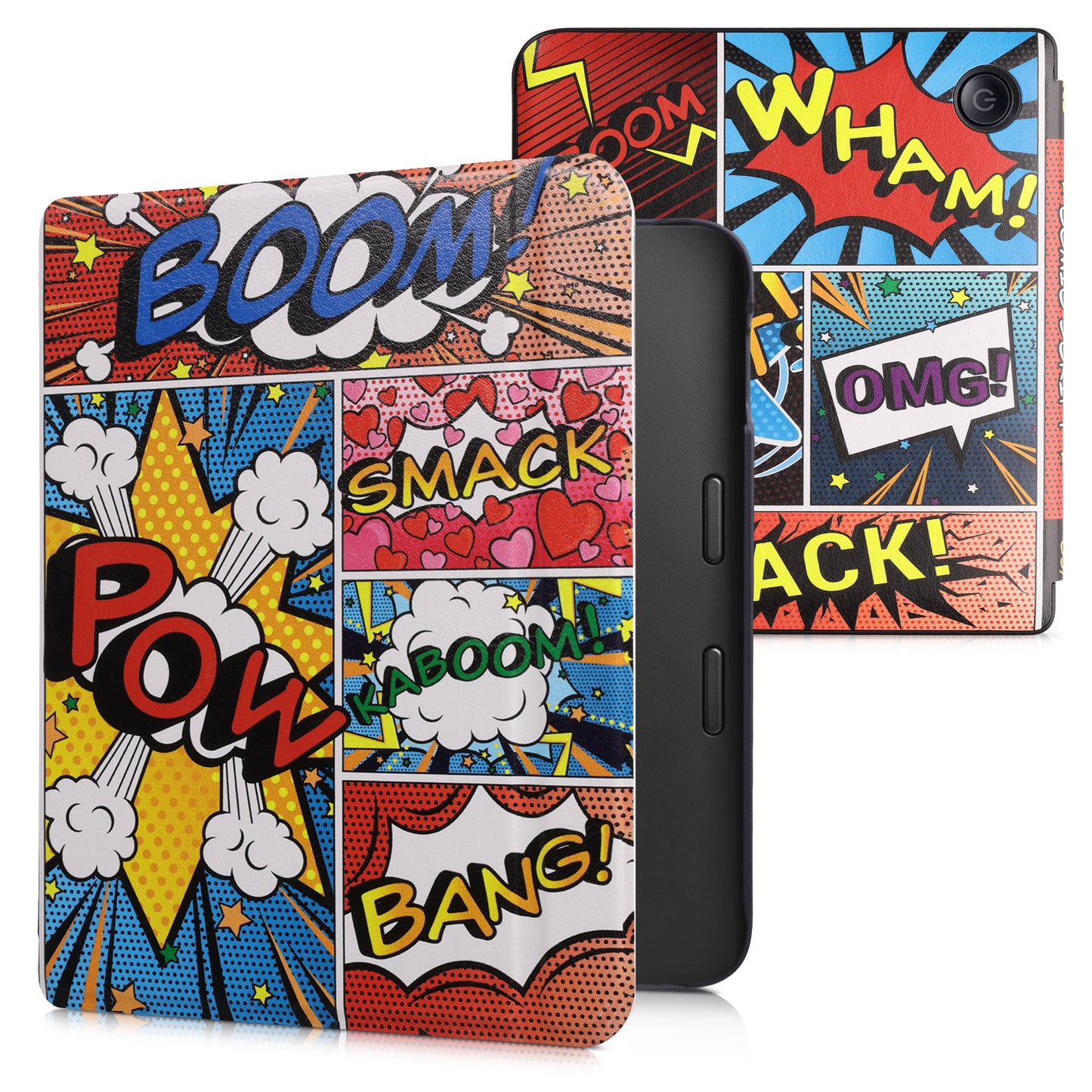 kwmobile Case for Kobo Libra 2 - eReader Flip Cover with Auto Sleep Function - Galaxy Tree Meadow