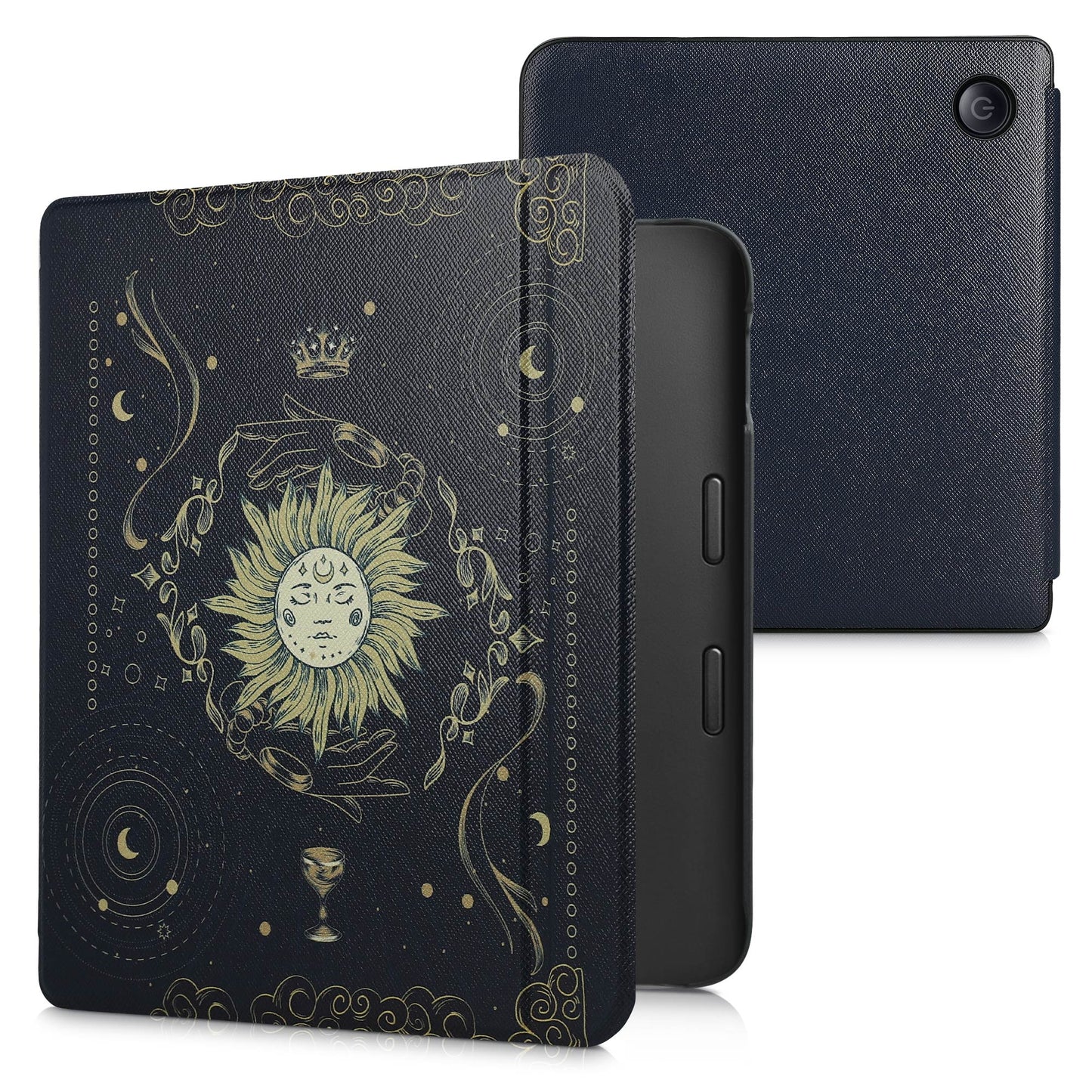kwmobile Case for Kobo Libra 2 - eReader Flip Cover with Auto Sleep Function - Galaxy Tree Meadow