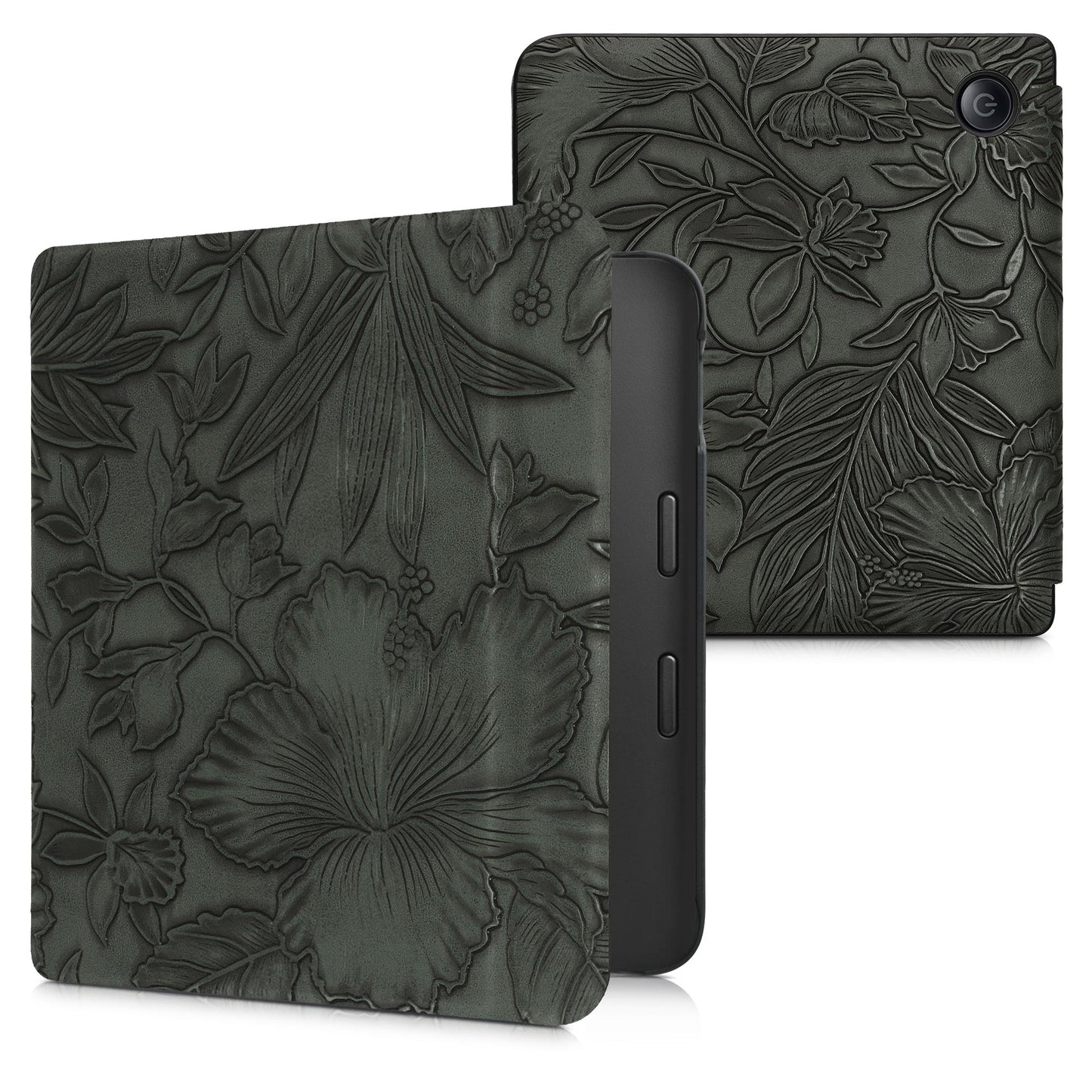 kwmobile Case for Kobo Libra 2 - eReader Flip Cover with Auto Sleep Function - Galaxy Tree Meadow