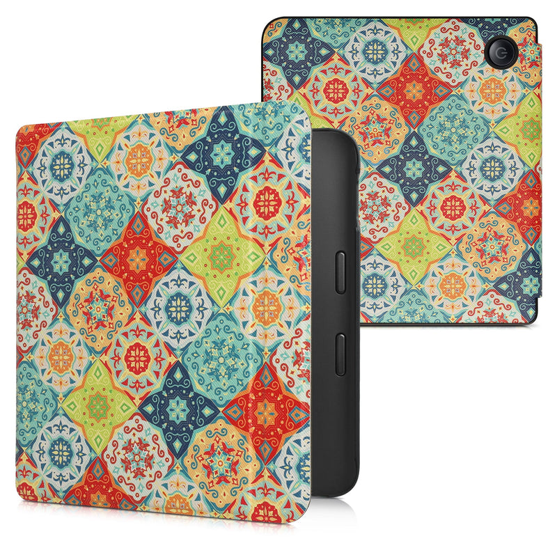 kwmobile Case for Kobo Libra 2 - eReader Flip Cover with Auto Sleep Function - Galaxy Tree Meadow