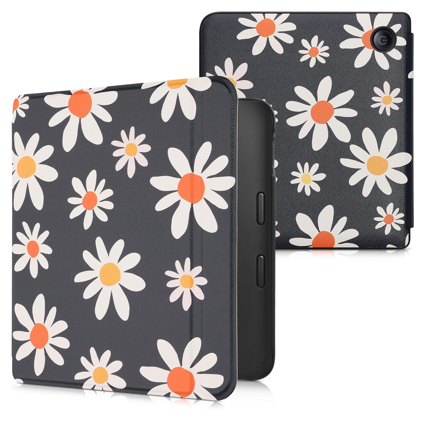 kwmobile Case for Kobo Libra 2 - eReader Flip Cover with Auto Sleep Function - Galaxy Tree Meadow