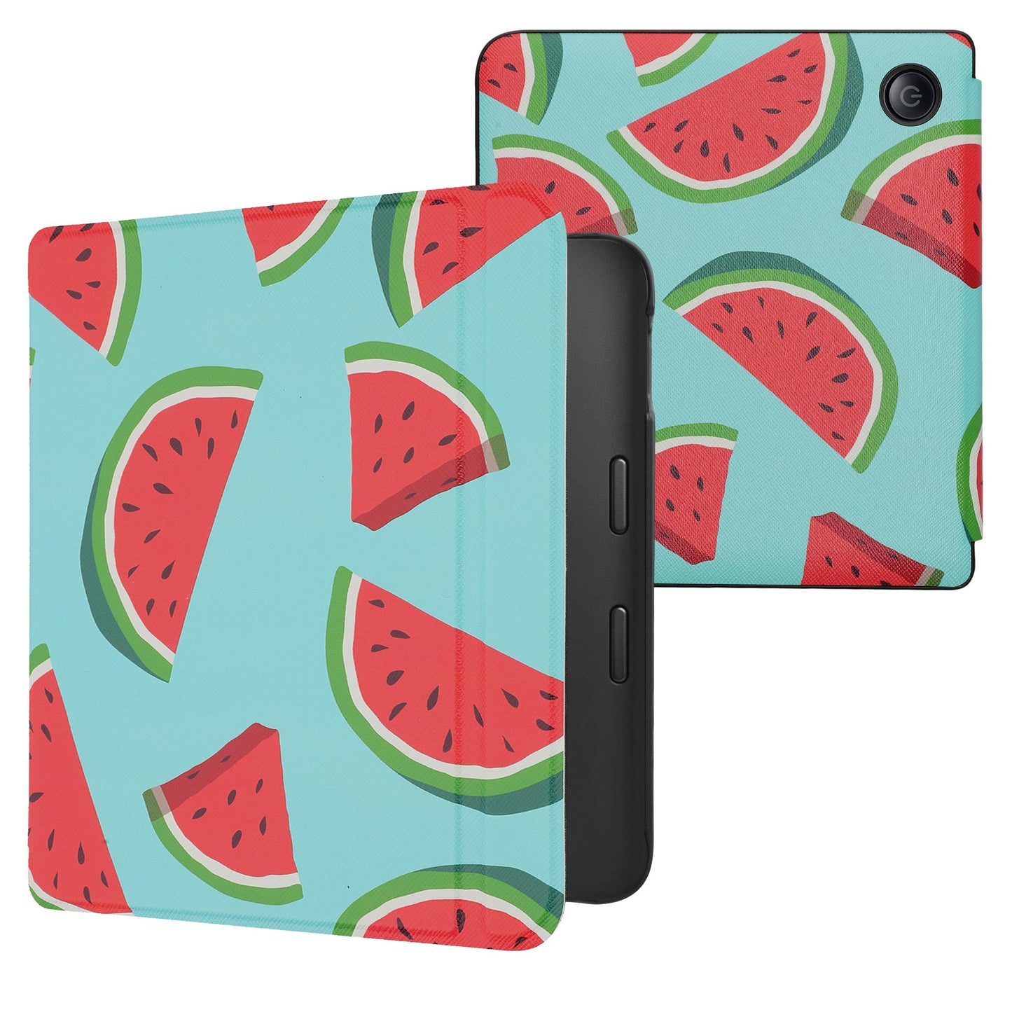 kwmobile Case for Kobo Libra 2 - eReader Flip Cover with Auto Sleep Function - Galaxy Tree Meadow