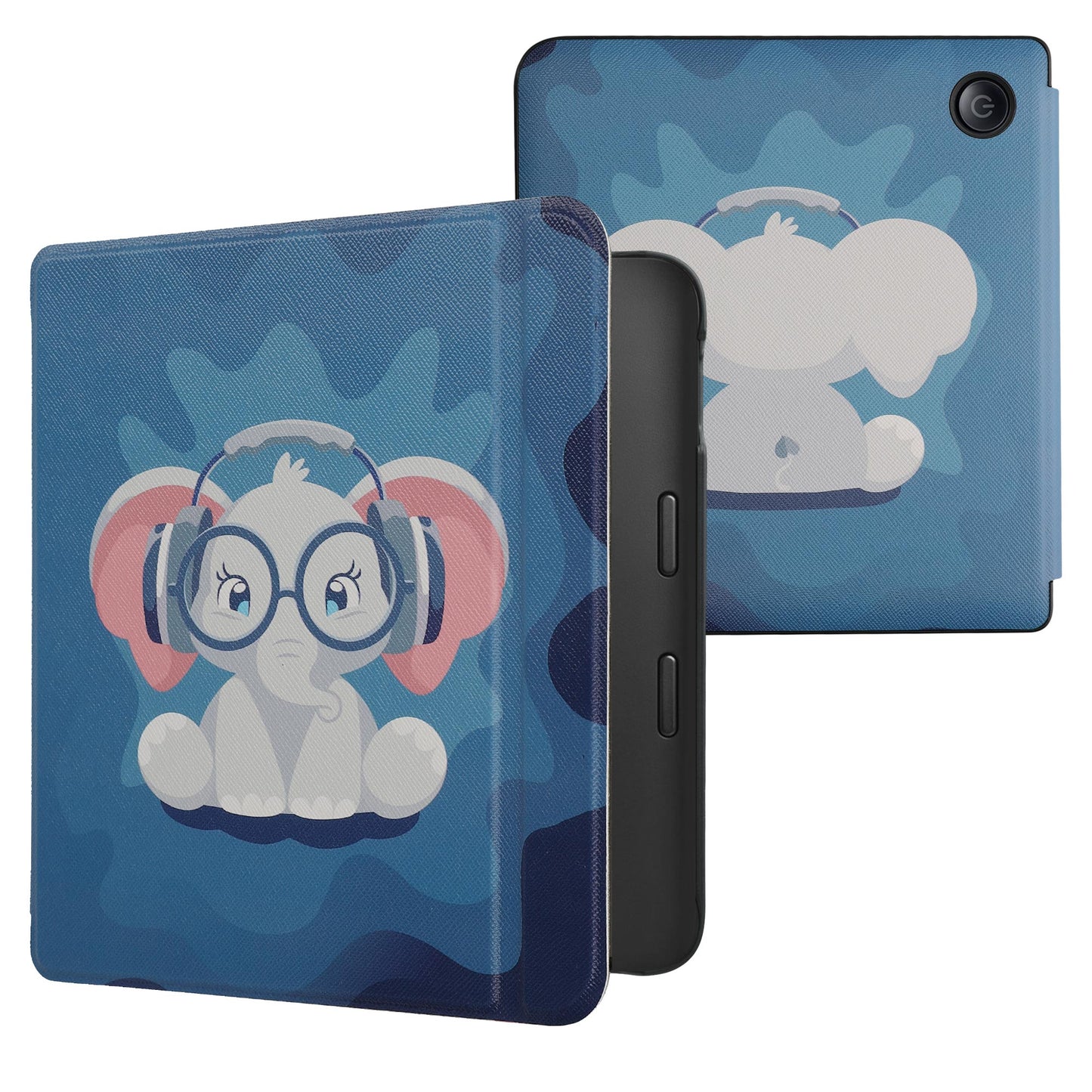 kwmobile Case for Kobo Libra 2 - eReader Flip Cover with Auto Sleep Function - Galaxy Tree Meadow