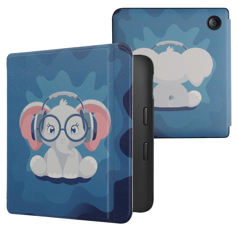kwmobile Case for Kobo Libra 2 - eReader Flip Cover with Auto Sleep Function - Galaxy Tree Meadow