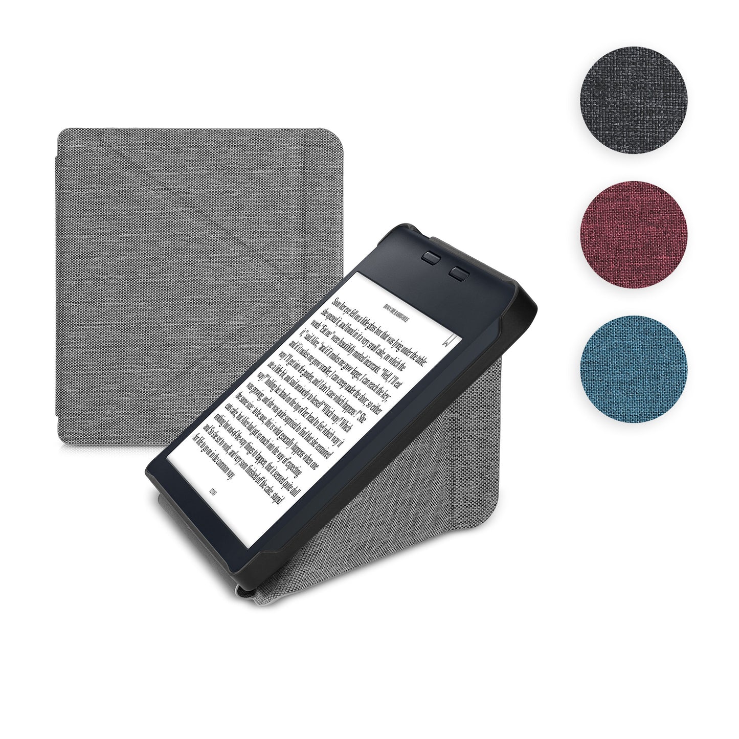 kwmobile Hülle kompatibel mit Kobo Libra 2 - Stoff eReader Schutzhülle Cover Case - Dunkelgrau Dunkelgrau  