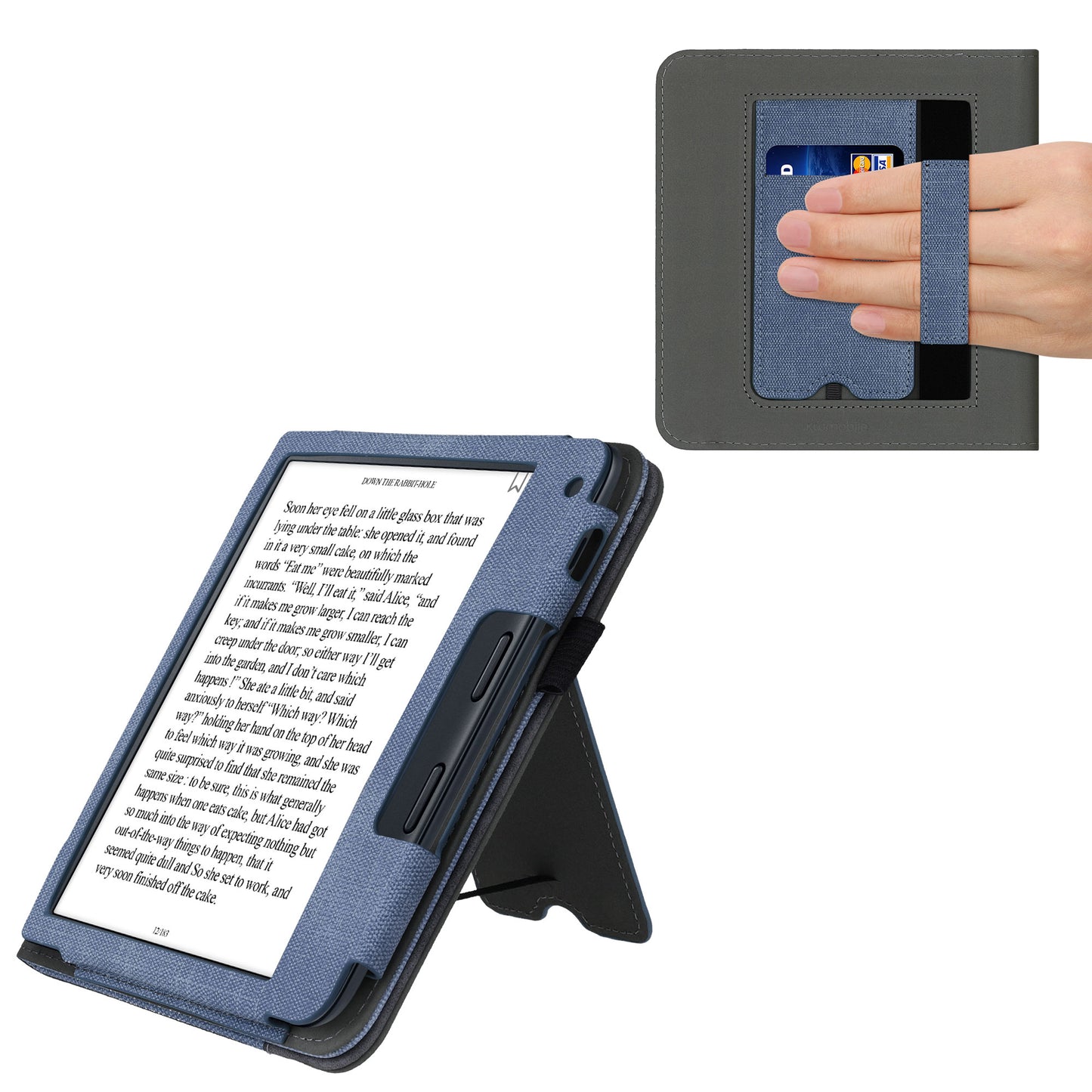 kwmobile Case Compatible with Kobo Libra 2 Flip Case with Hand Strap Cover