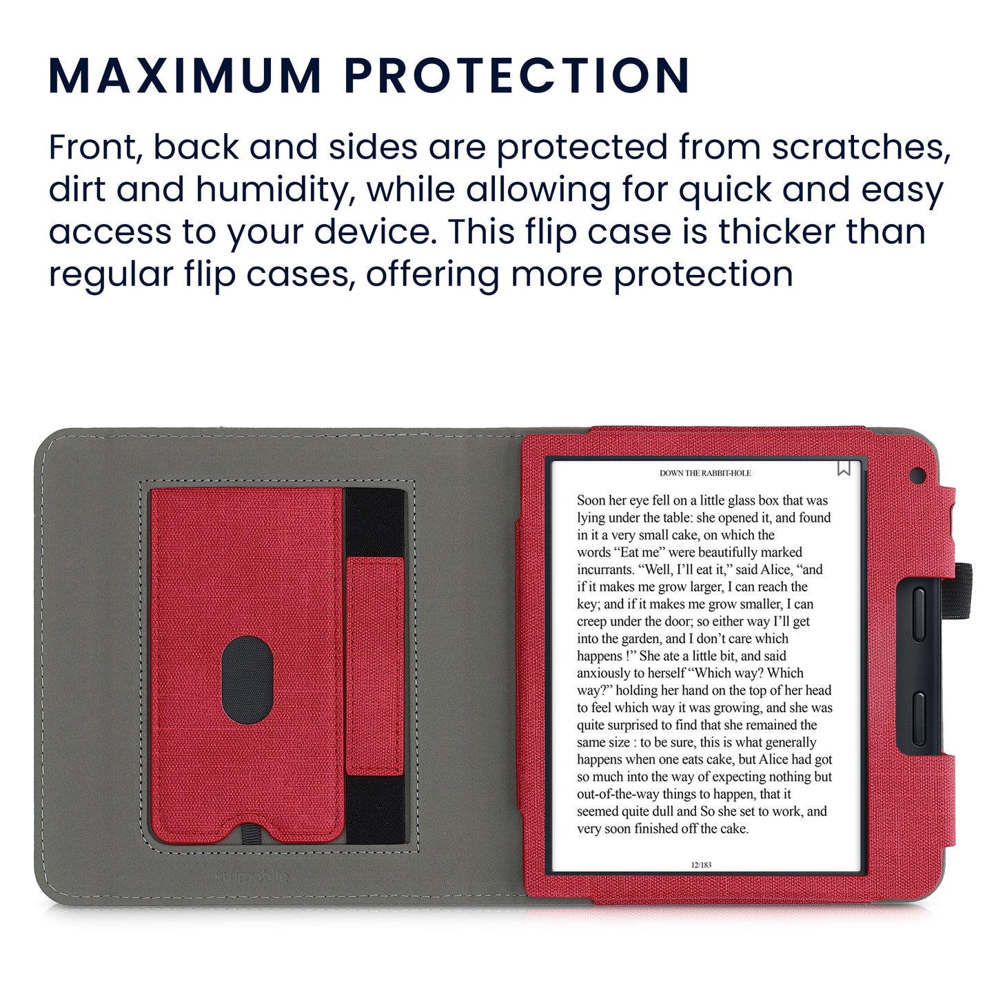 kwmobile Case Compatible with Kobo Libra 2 Flip Case with Hand Strap Cover