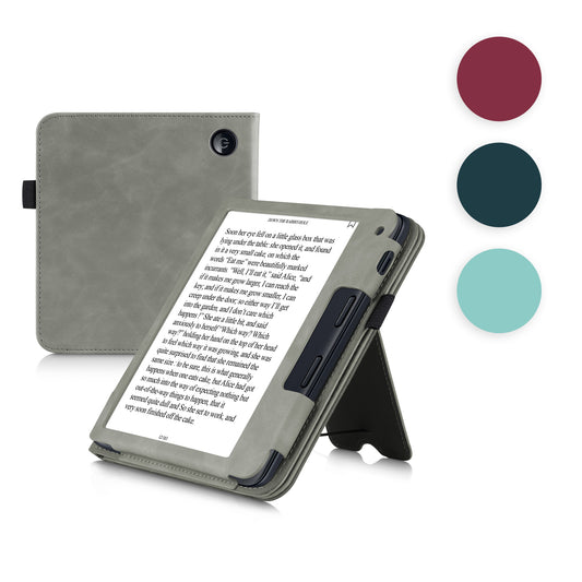 kwmobile Flip Hülle kompatibel mit Tolino Vision 6 - Handschlaufe - Cover Petrol Petrol  