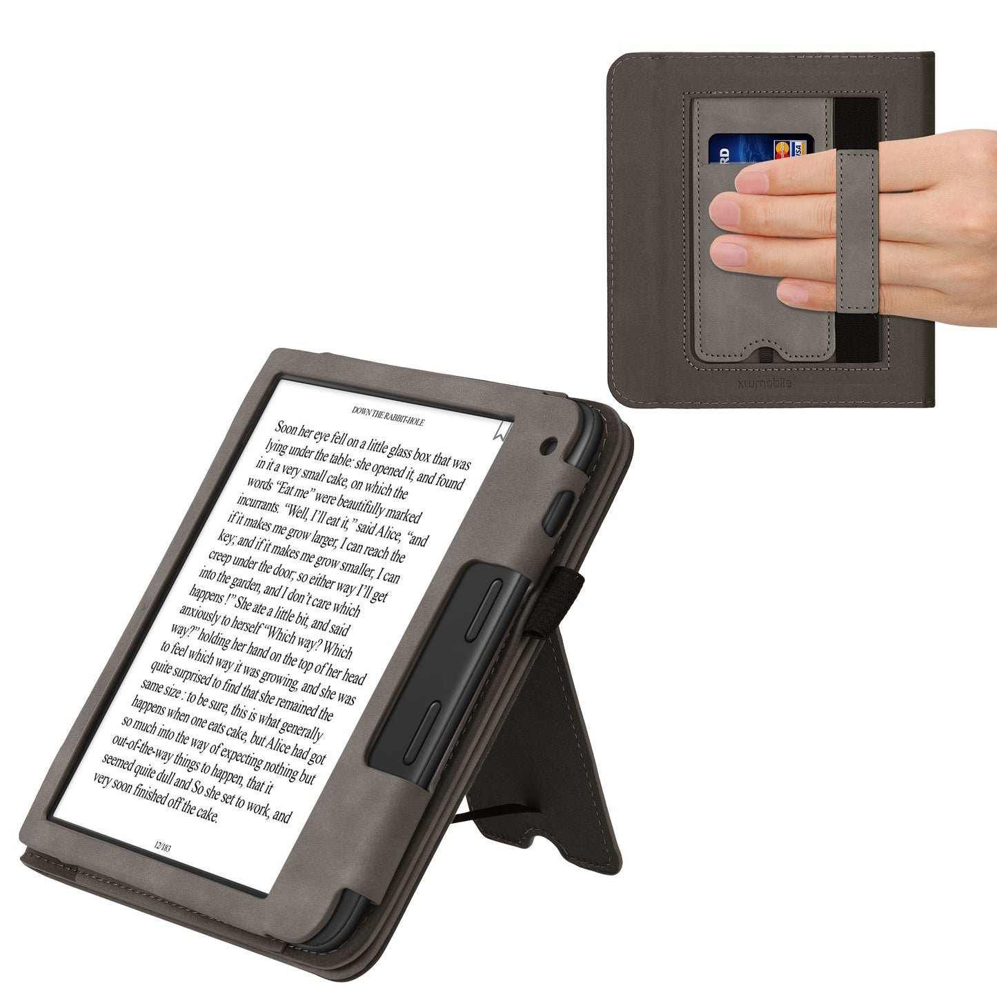 kwmobile Protective Case Compatible with Tolino Vision 6 Flip Case - Cover with Hand Strap
