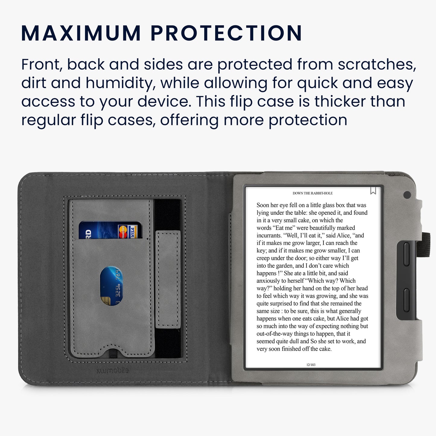kwmobile Protective Case Compatible with Tolino Vision 6 Flip Case - Cover with Hand Strap