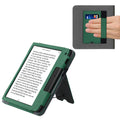 kwmobile Case Compatible with Tolino Vision 6 - Flip Case with Hand Strap - Faux Leather Cover - Dark Grey