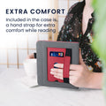 kwmobile Case Compatible with Tolino Vision 6 - Flip Case with Hand Strap - Faux Leather Cover - Dark Grey