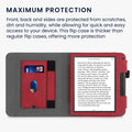 kwmobile Case Compatible with Tolino Vision 6 - Flip Case with Hand Strap - Faux Leather Cover - Dark Grey