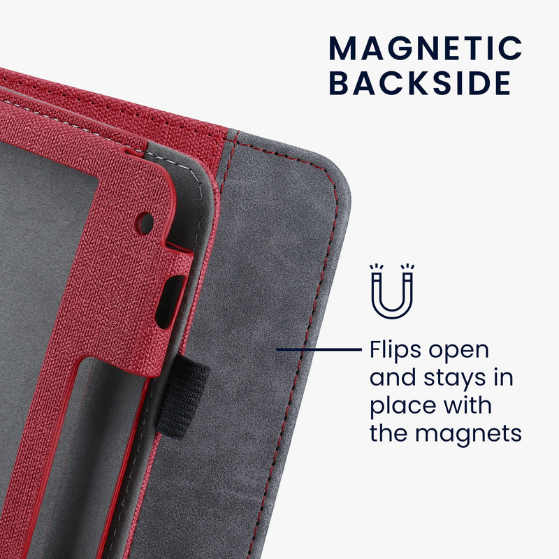 kwmobile Case Compatible with Tolino Vision 6 - Flip Case with Hand Strap - Faux Leather Cover - Dark Grey