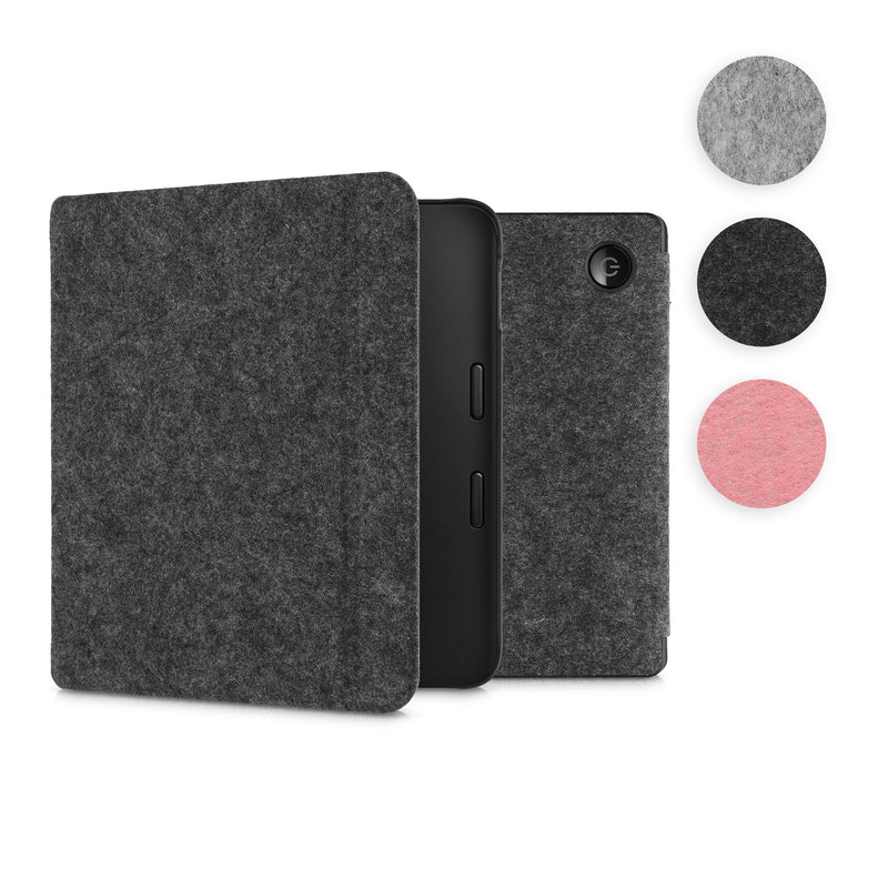 kwmobile Hülle kompatibel mit Tolino Vision 6 - Filz Stoff eReader Schutzhülle Cover Case - Dunkelgrau Dunkelgrau  