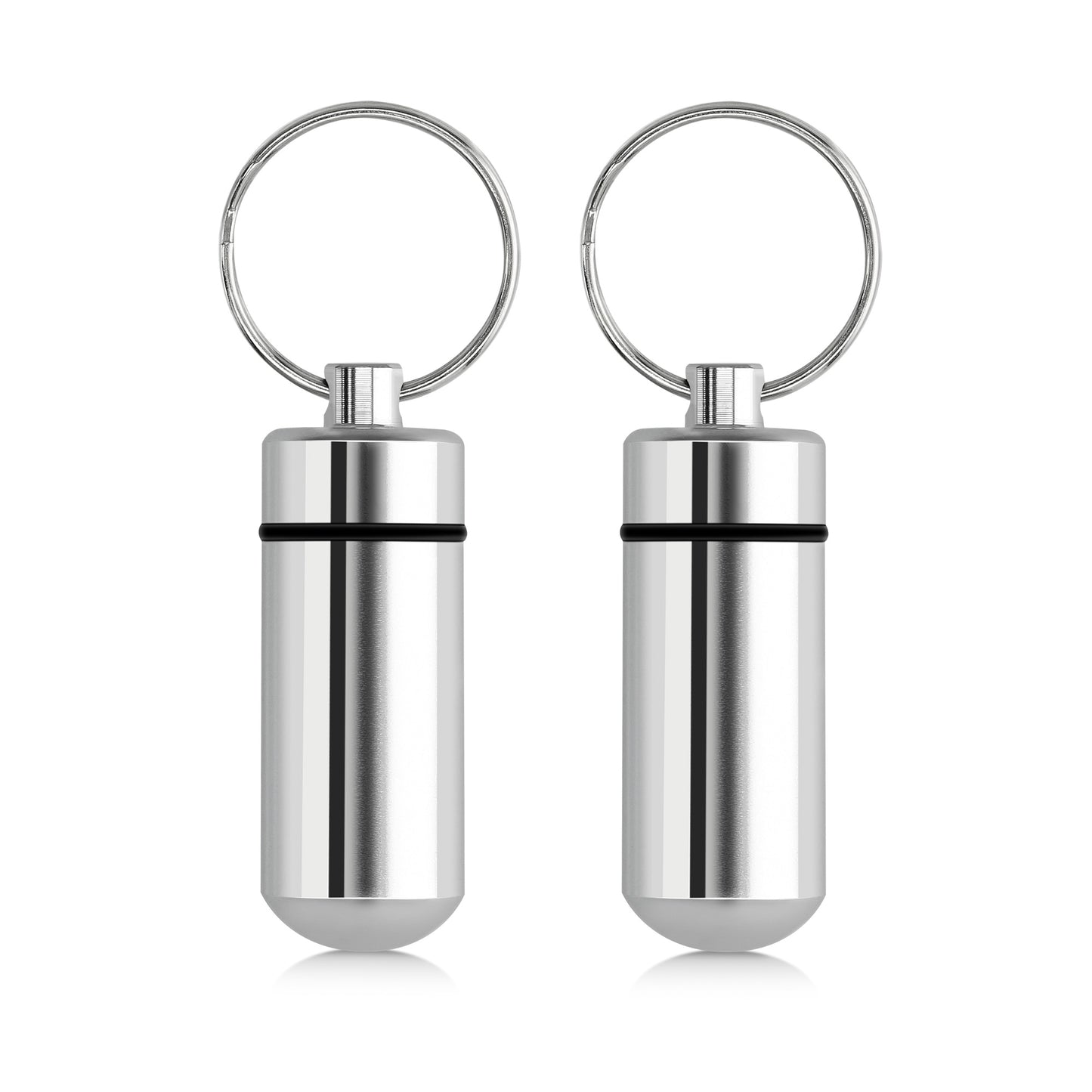 kwmobile Metal Pill Box with Ring, Capsule Box for Medications