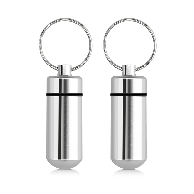 kwmobile Metal Pill Box with Ring, Capsule Box for Medications