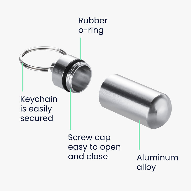kwmobile Metal Pill Box with Ring, Capsule Box for Medications