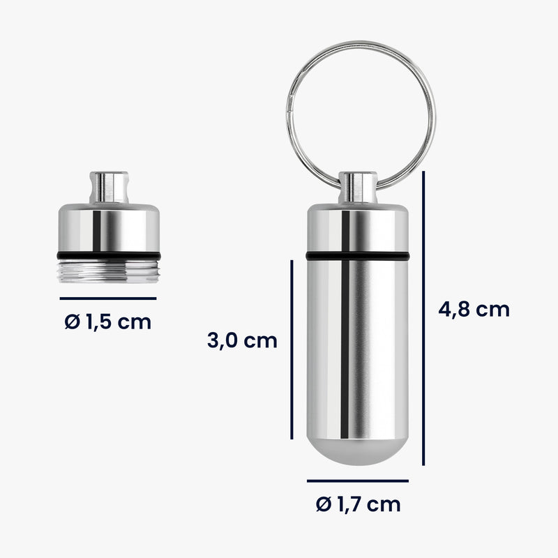 kwmobile Metal Pill Box with Ring, Capsule Box for Medications