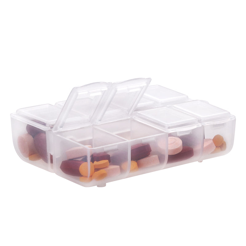 kwmobile Plastic Medicine Box with 8 Compartments Pill Box 7.5 x 6.3 x 2.5 cm Pill Organizer Tablet Case Pill Container