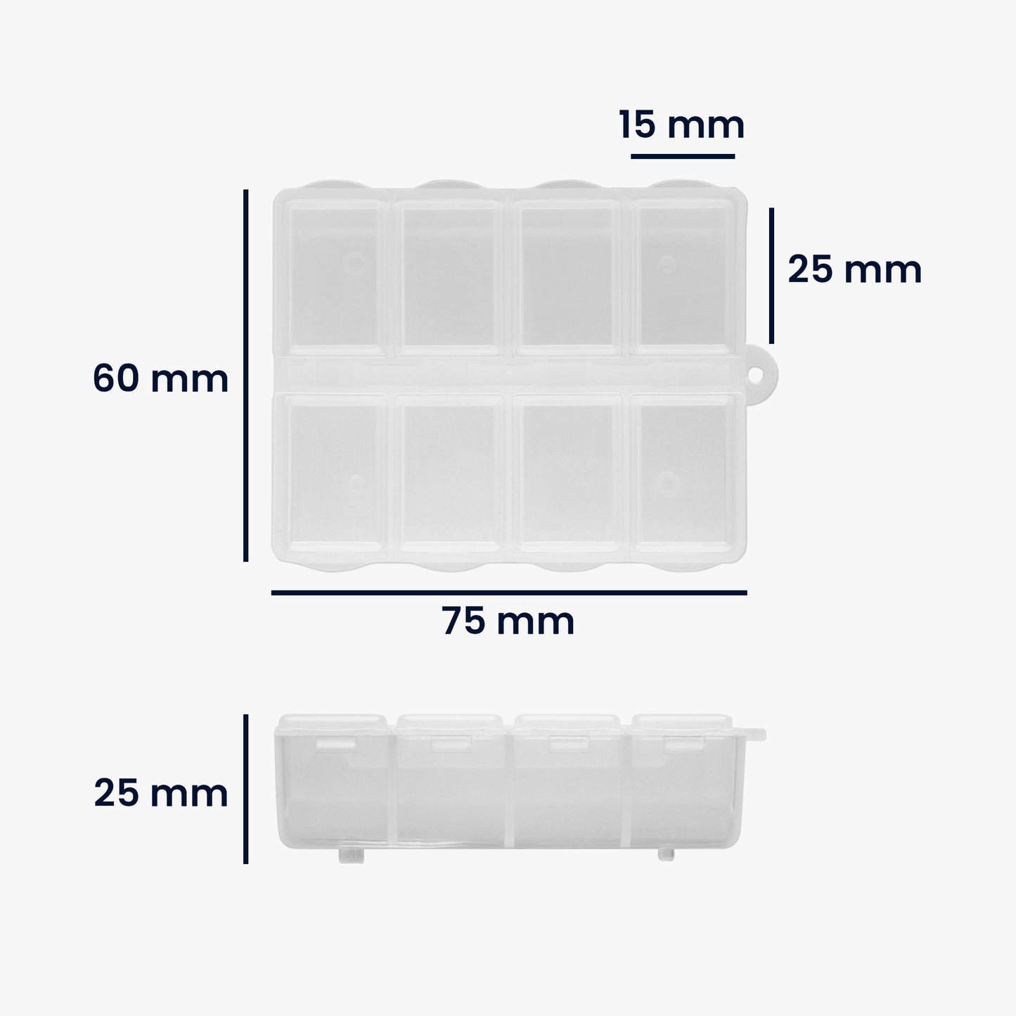 kwmobile Plastic Medicine Box with 8 Compartments Pill Box 7.5 x 6.3 x 2.5 cm Pill Organizer Tablet Case Pill Container