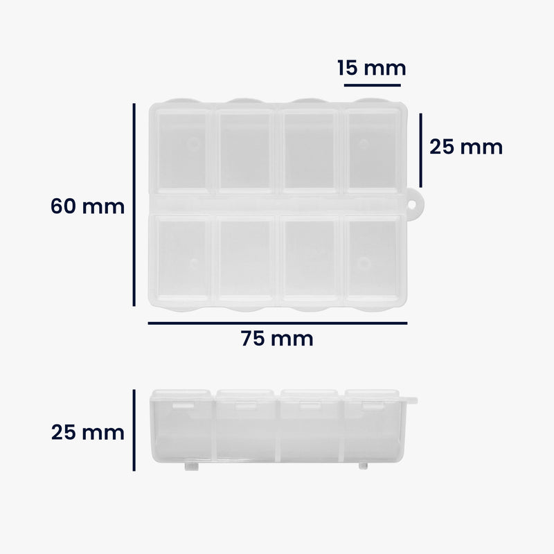 kwmobile Plastic Medicine Box with 8 Compartments Pill Box 7.5 x 6.3 x 2.5 cm Pill Organizer Tablet Case Pill Container