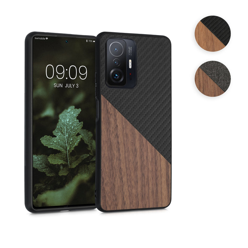 kwmobile Hülle kompatibel mit Xiaomi 11T / 11T Pro - Handyhülle - Handy Schutzhülle - Smartphone Cover - Dunkelbraun Schwarz Dunkelbraun  [dsg01]
