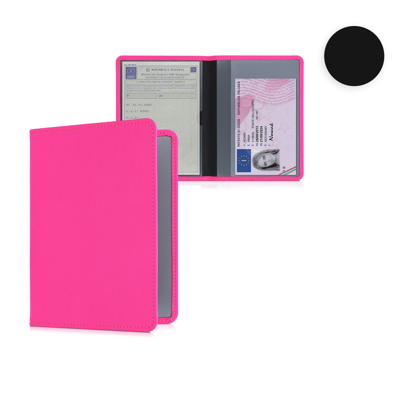 kwmobile Fahrzeugschein Hülle mit Kartenfächern - Neopren Tasche für italienische Auto Zulassungsbescheinigung Führerschein Neon Pink Neon Pink  