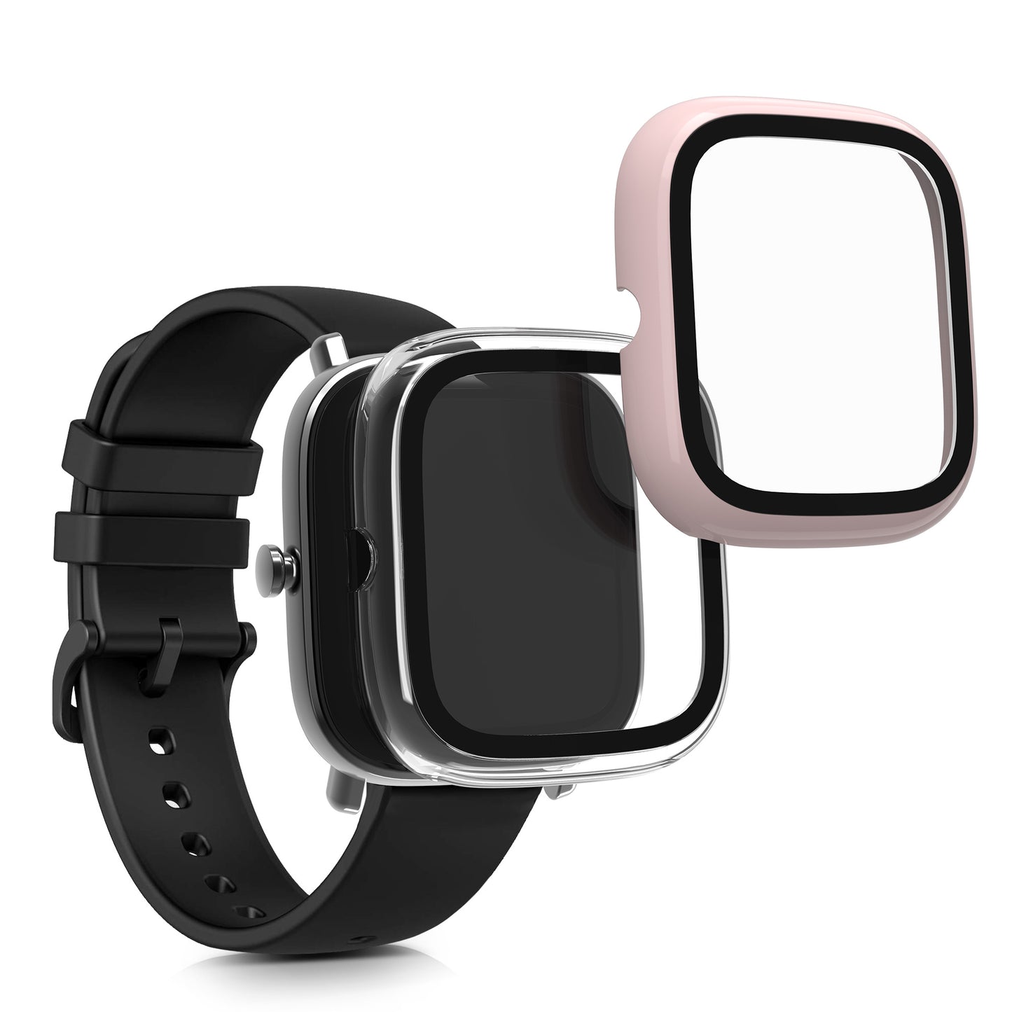 kwmobile Glass Case for Huami Amazfit GTS 2 Mini Protective Cover Fullbody Fitness Tracker Case Set