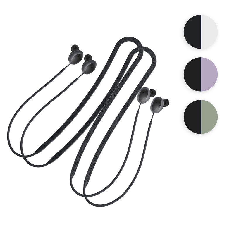 kwmobile 2x Halteband kompatibel mit Samsung Galaxy Buds 2 Headphones - Kopfhörer Halter Band Strap in Lavendel Schwarz Lavendel  