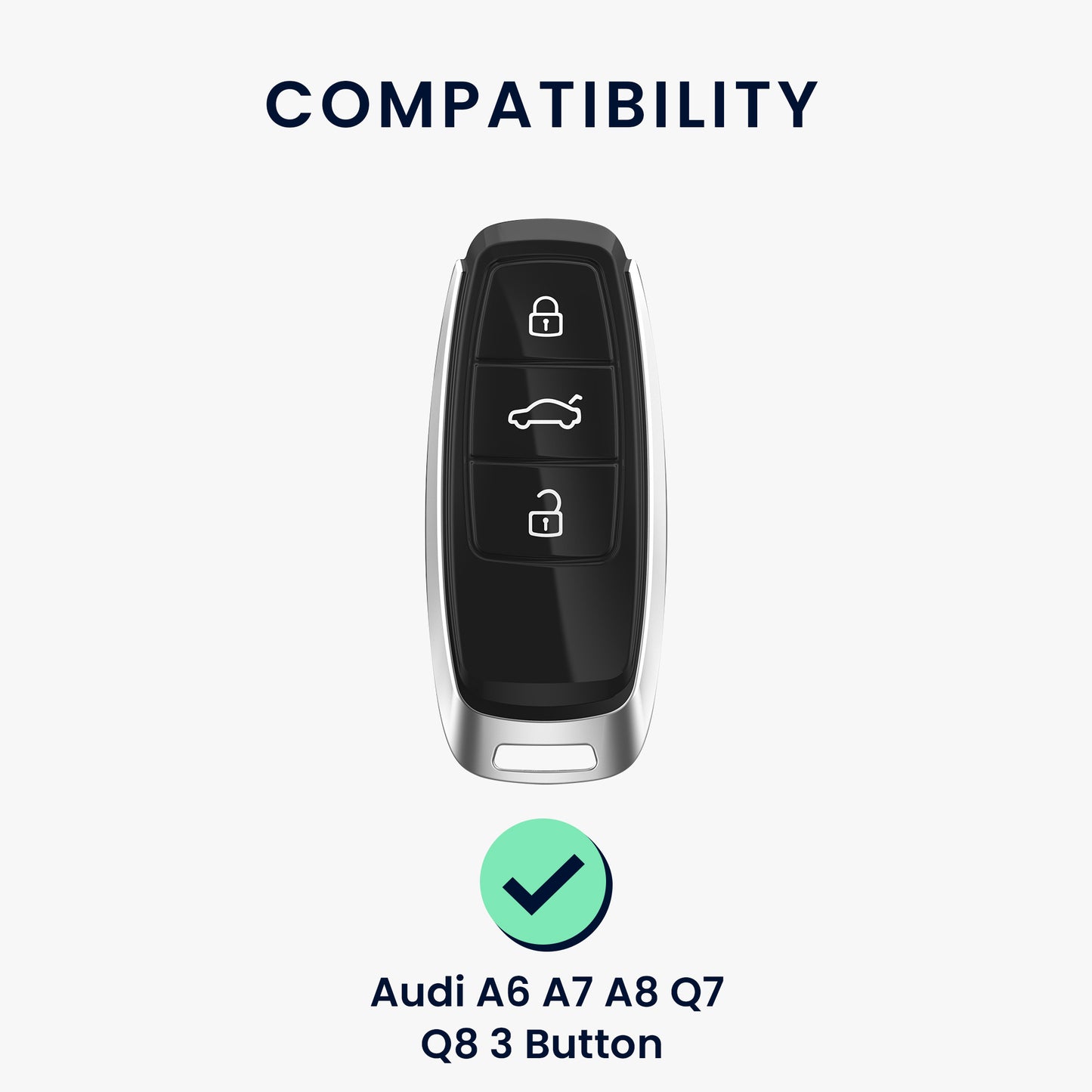 kwmobile Car Key Cover Compatible with Audi A6 A7 A8 Q7 Q8 3-Button Car Key Keyless Hardcase Protective Cover Shell