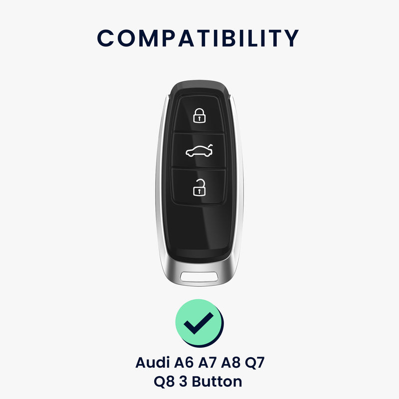 kwmobile Car Key Cover Compatible with Audi A6 A7 A8 Q7 Q8 3-Button Car Key Keyless Hardcase Protective Cover Shell