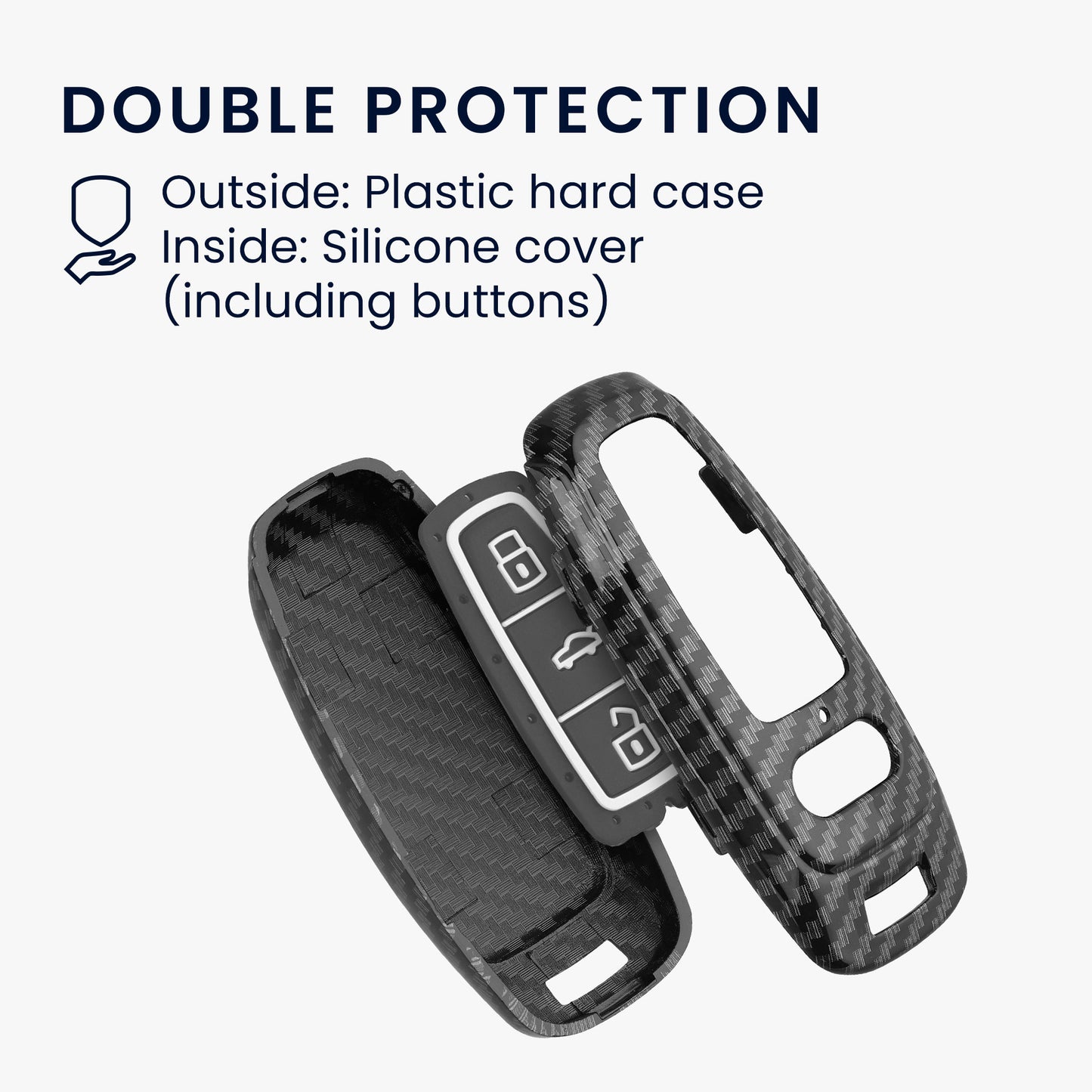 kwmobile Car Key Cover Compatible with Audi A6 A7 A8 Q7 Q8 3-Button Car Key Keyless Hardcase Protective Cover Shell