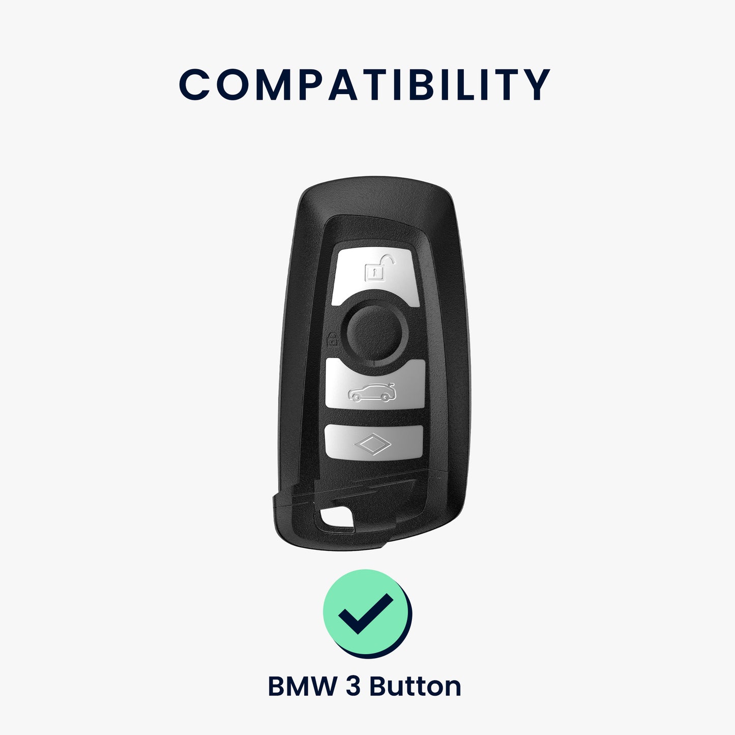 kwmobile Car Key Cover Compatible with BMW 3-Button Smart Key (Keyless Go Only) Hard Cover Protective Case Key Shell Cover