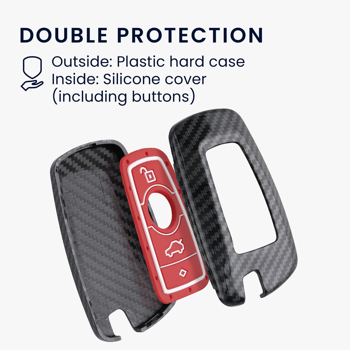 kwmobile Car Key Cover Compatible with BMW 3-Button Smart Key (Keyless Go Only) Hard Cover Protective Case Key Shell Cover