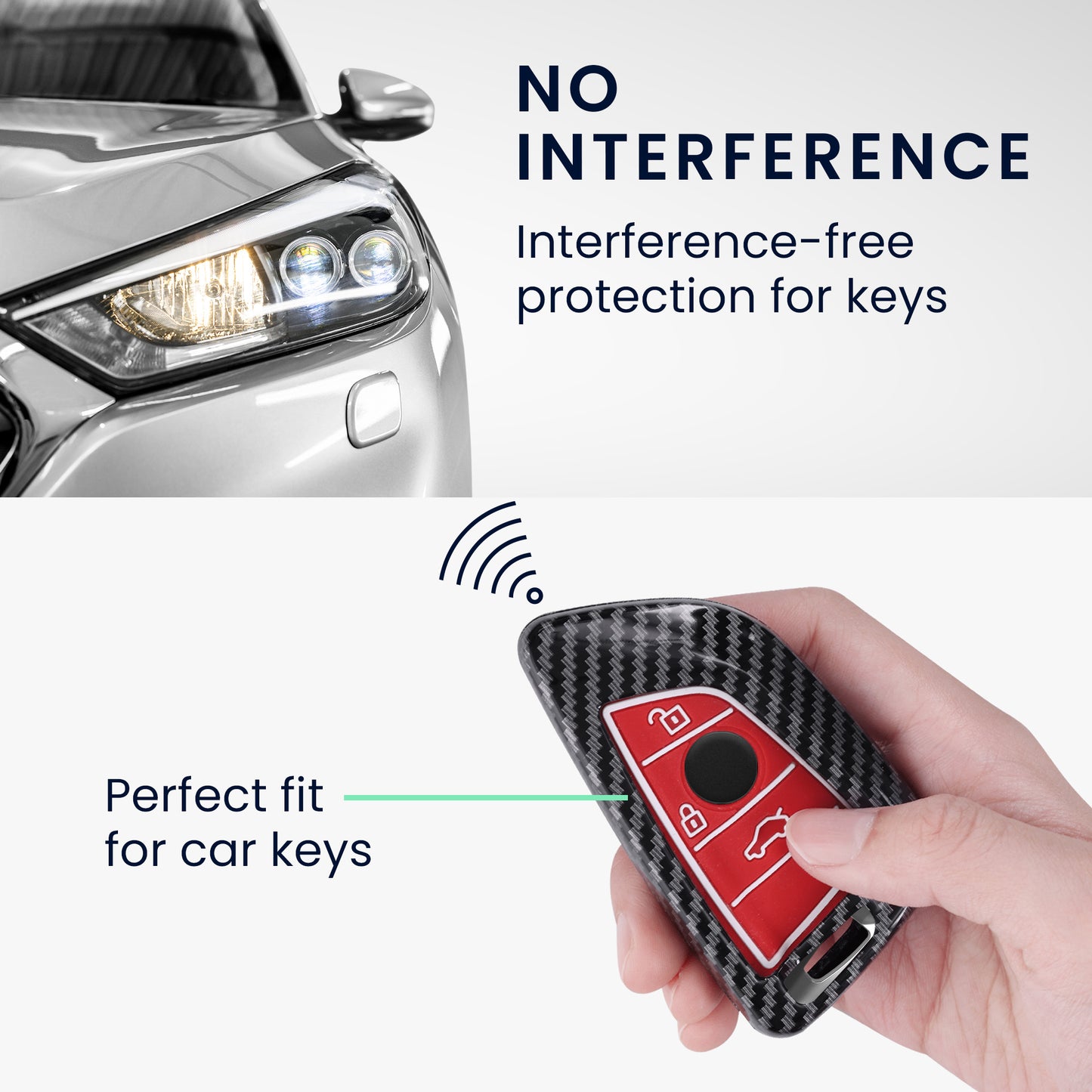 kwmobile Car Key Shell compatible with BMW 3-Button Smart Key Car Key Hard Case Protective Cover Key Fob Cover