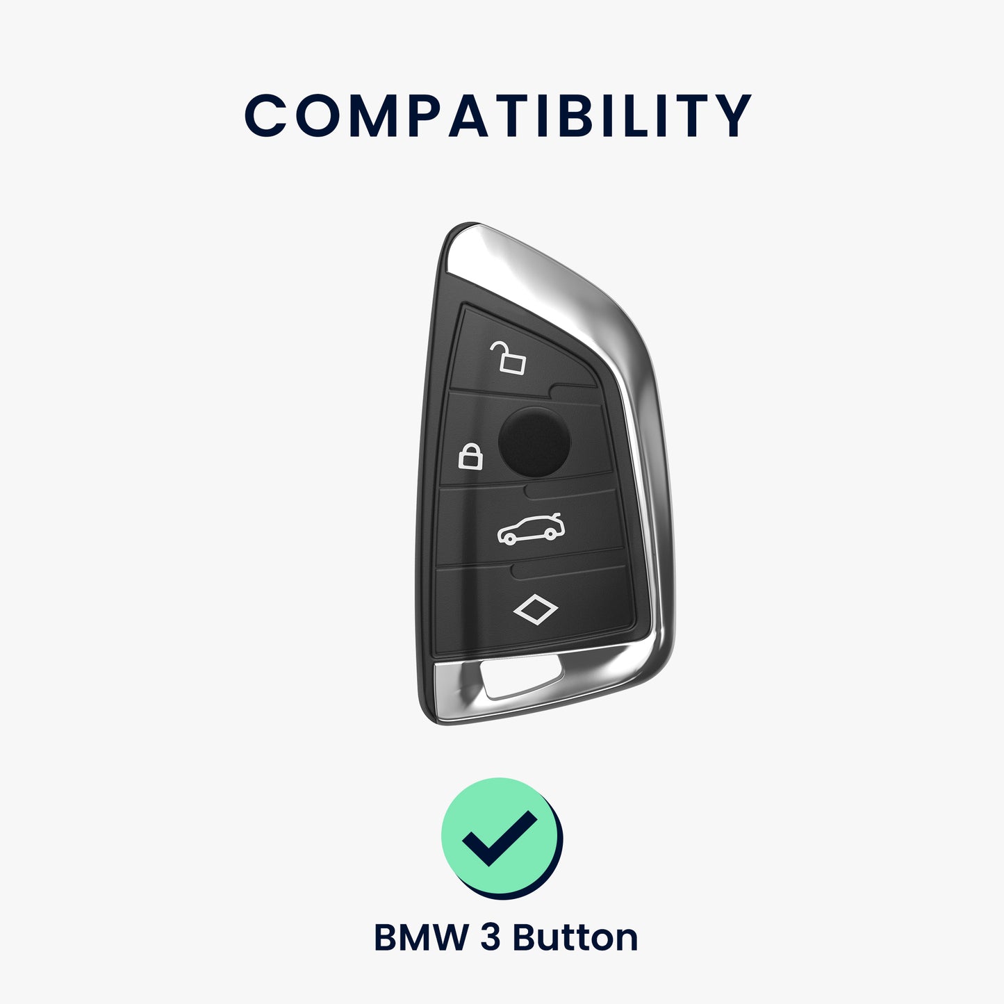 kwmobile Car Key Shell compatible with BMW 3-Button Smart Key Car Key Hard Case Protective Cover Key Fob Cover