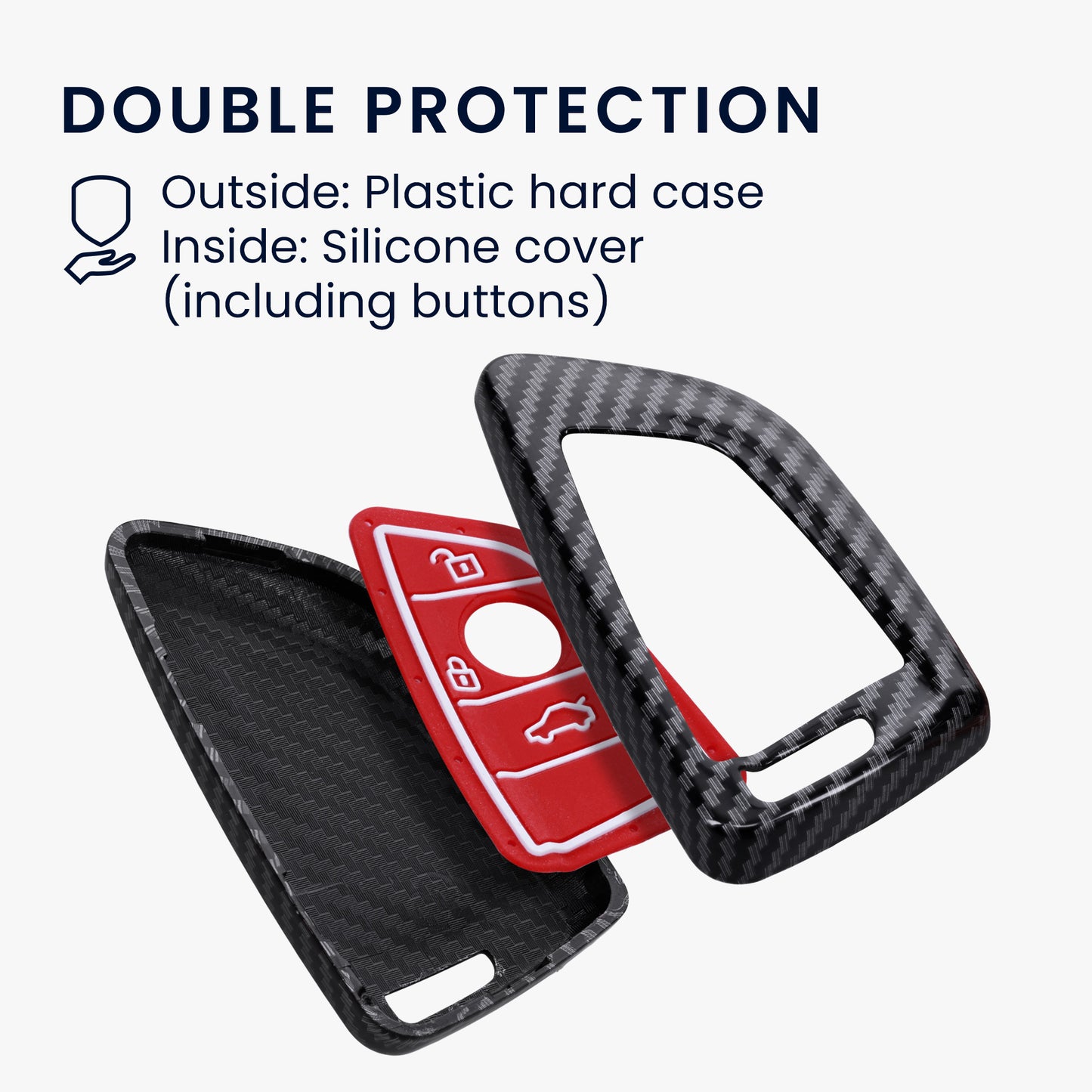 kwmobile Car Key Shell compatible with BMW 3-Button Smart Key Car Key Hard Case Protective Cover Key Fob Cover
