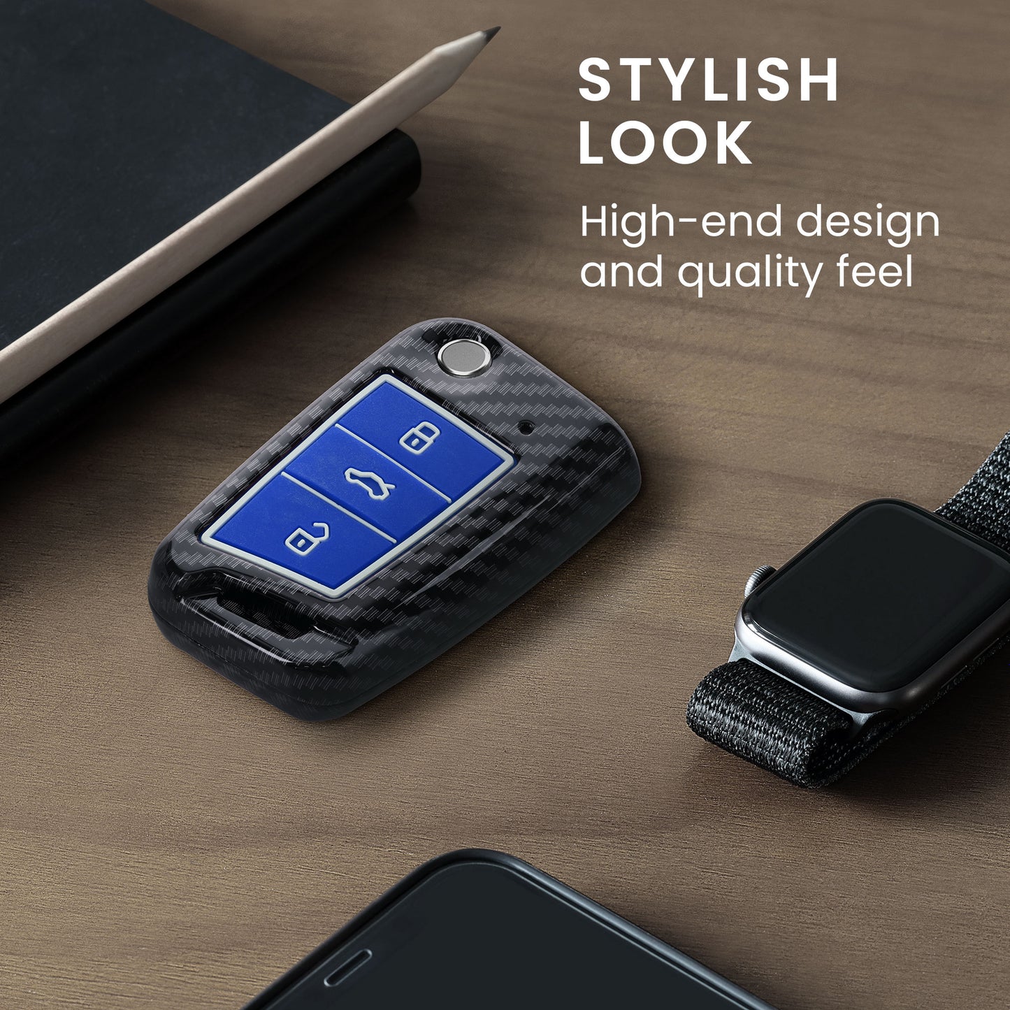 kwmobile Car Key Shell compatible with VW Golf 7 MK7 3-Button Car Key Hard Case Protective Cover Key Fob Cover