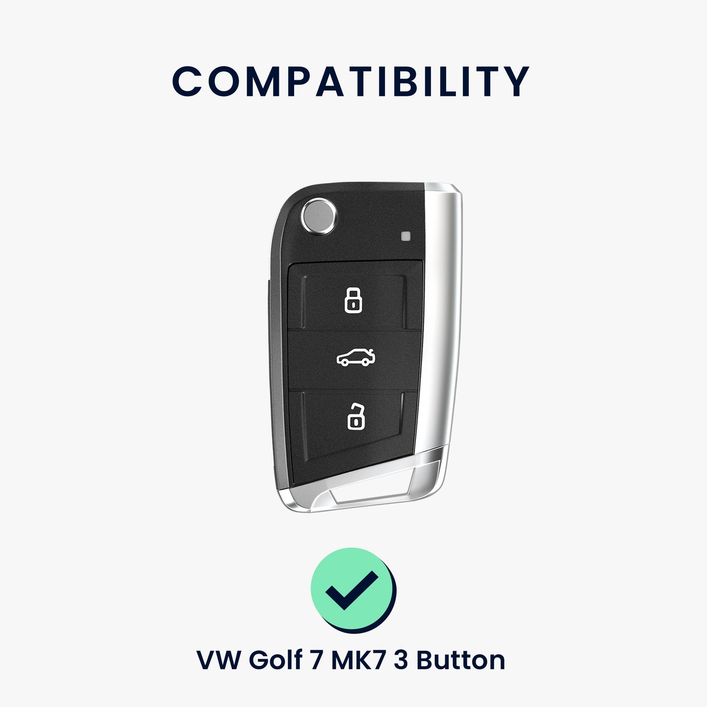 kwmobile Car Key Shell compatible with VW Golf 7 MK7 3-Button Car Key Hard Case Protective Cover Key Fob Cover