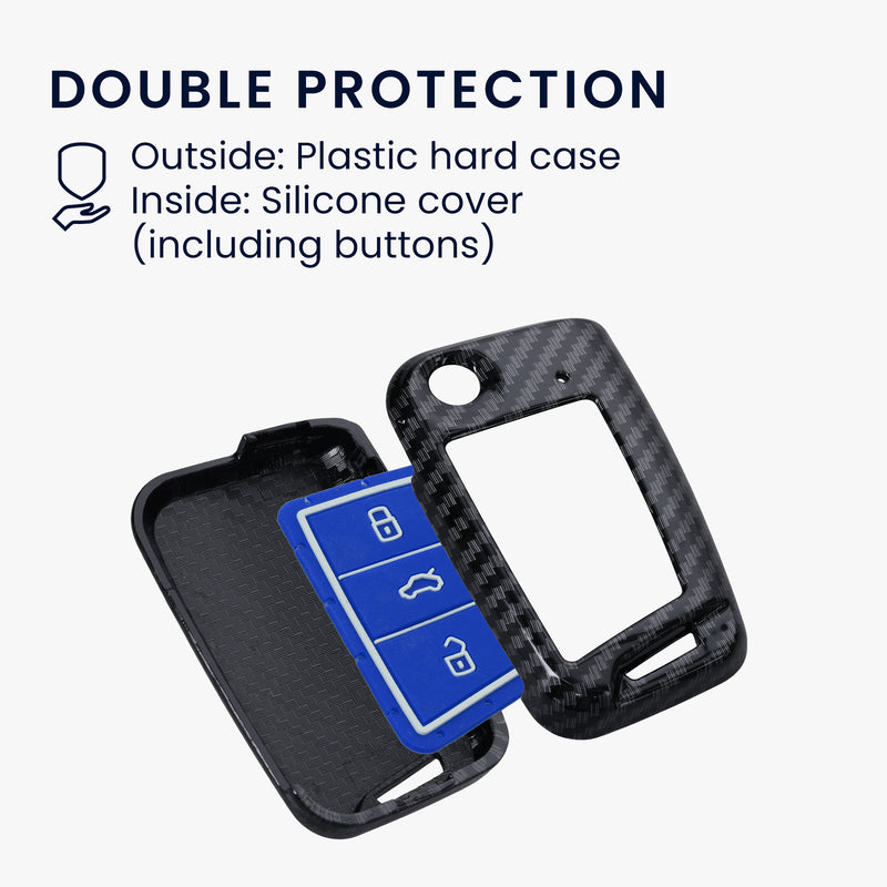 kwmobile Car Key Shell compatible with VW Golf 7 MK7 3-Button Car Key Hard Case Protective Cover Key Fob Cover