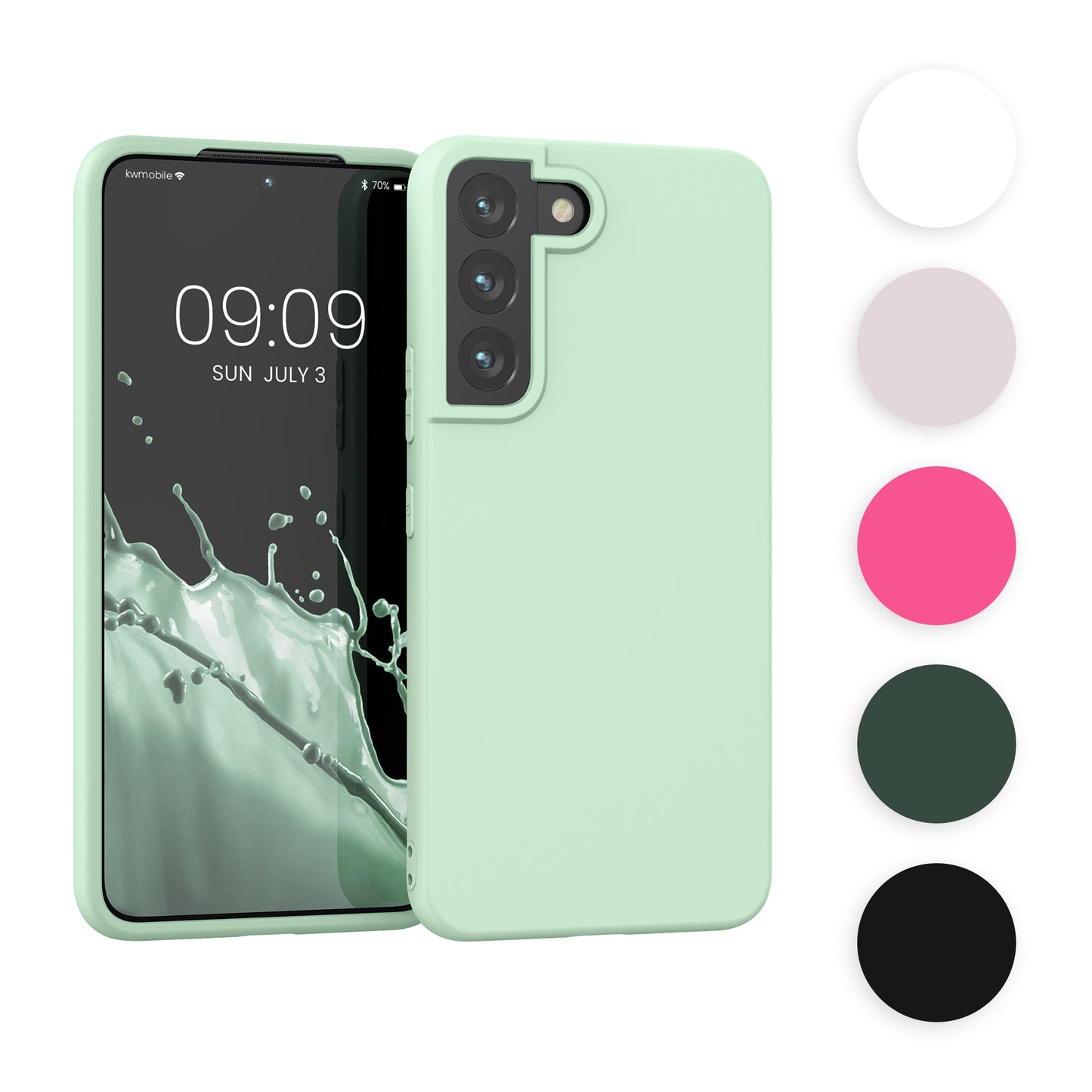 kwmobile Hülle kompatibel mit Samsung Galaxy S22 Hülle - weiches TPU Silikon Case - Cover geeignet für kabelloses Laden - Graugrün Graugrün  