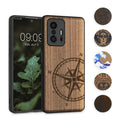 kwmobile Hülle kompatibel mit Xiaomi 11T / 11T Pro Hülle - Holz Case - Handy Cover - TPU Handyhülle in Dunkelbraun Indische Sonne Dunkelbraun  [dsg07]