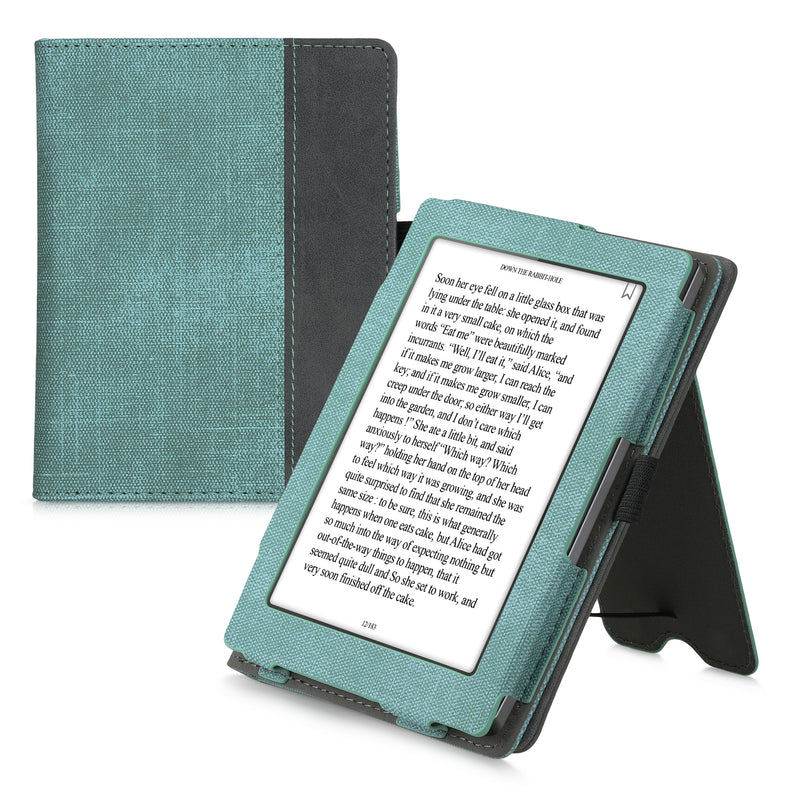 kwmobile Flip Hülle kompatibel mit Kobo Aura Edition 1 - Handschlaufe - Cover Dunkelblau Dunkelgrau Dunkelblau  
